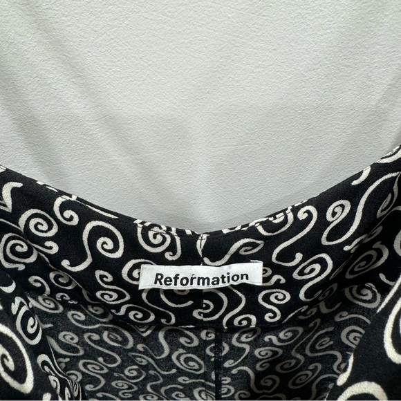 Reformation Astrid Midi Dress Spiral Print Black White Small - Picture 3 of 8